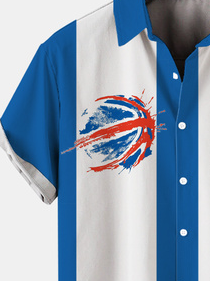Men's Sports Collection Basketball Print Casual Short Sleeve Hawaiian Shirt