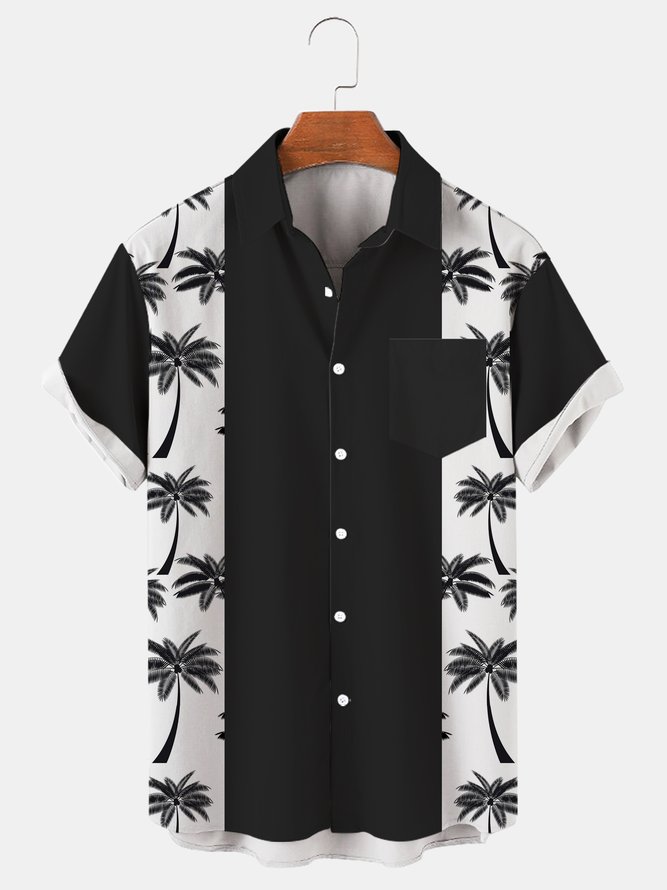 Men's Coconut Tree Print Casual Cool Breathable Hawaiian Short Sleeve Shirt