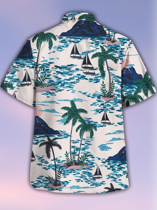 Men's Cool Fabric Breathable Quick Dry Short Sleeve Hawaiian Shirt with Chest Pocket