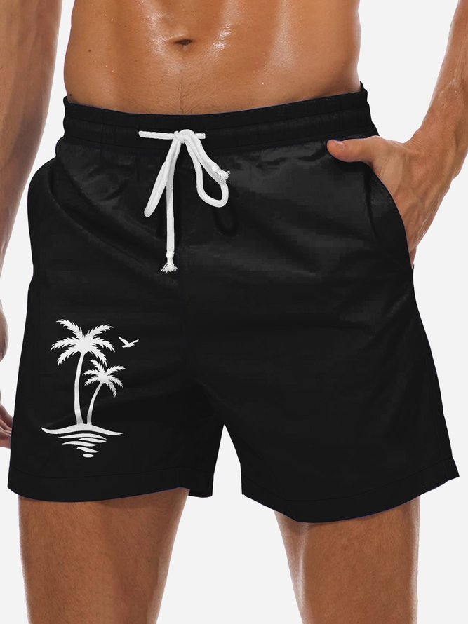 Coconut Tree Graphic Men's Casual Beach Shorts