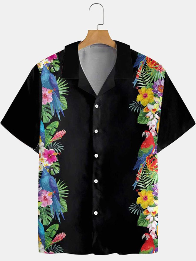 Vintage Hawaiian Plant Floral Short Sleeve Shirt