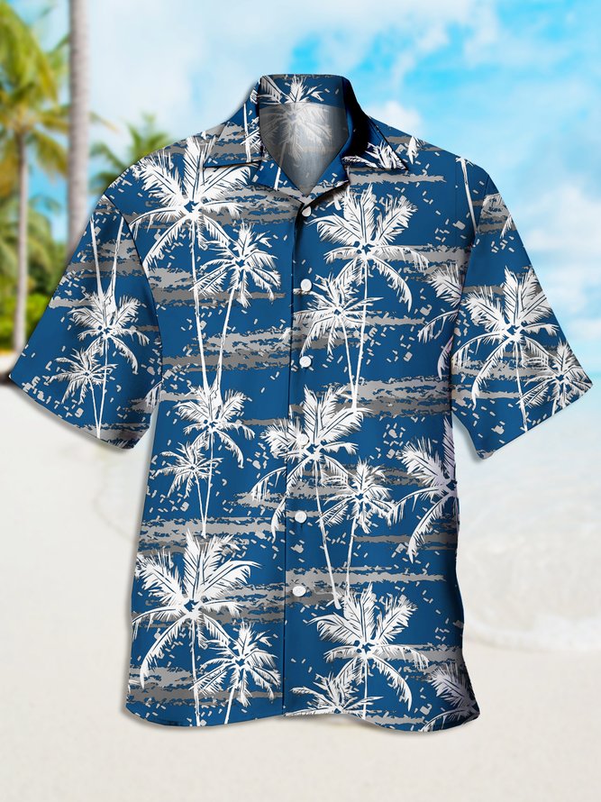 Men's Coconut Plant Print Casual Short Sleeve Hawaiian Shirt