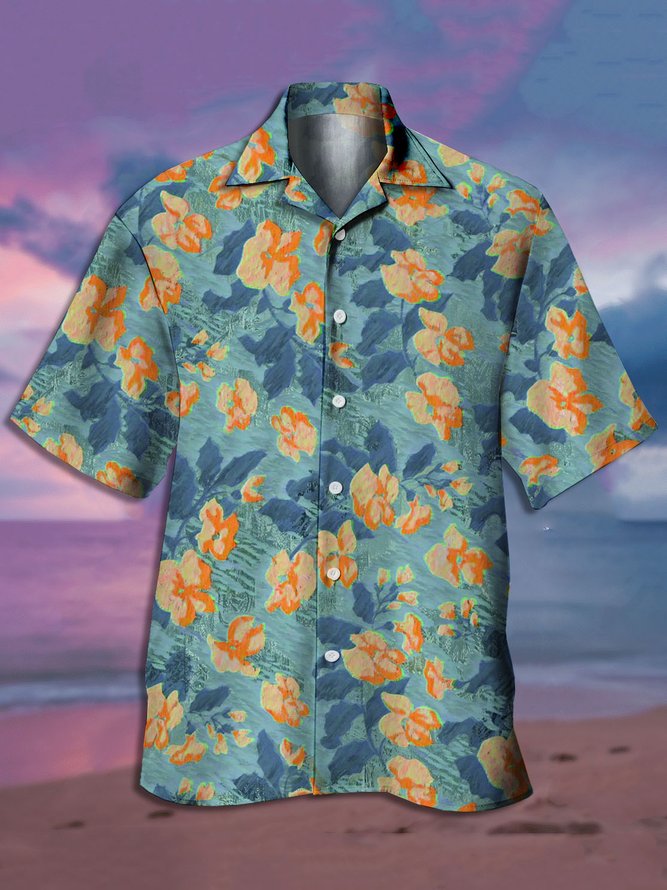 Men's Printed Casual Breathable Short Sleeve Hawaiian Shirt