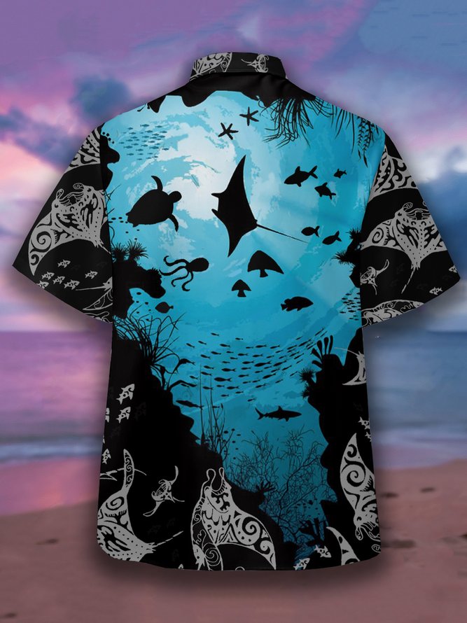 Marine Graphic Men's Casual Short Sleeve Hawaiian Shirt