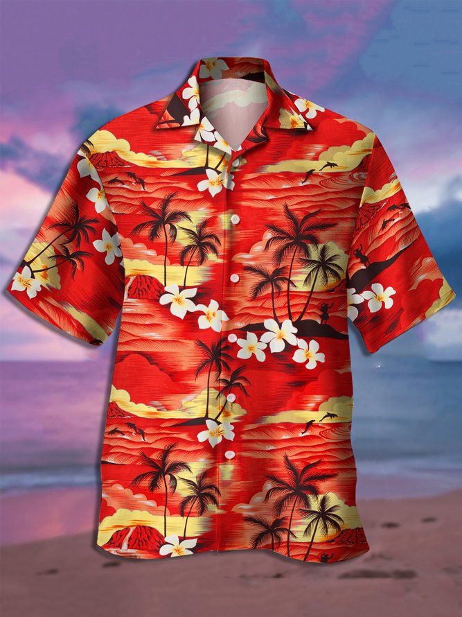Tropical Graphic Men's Casual Short Sleeve Hawaiian Shirt
