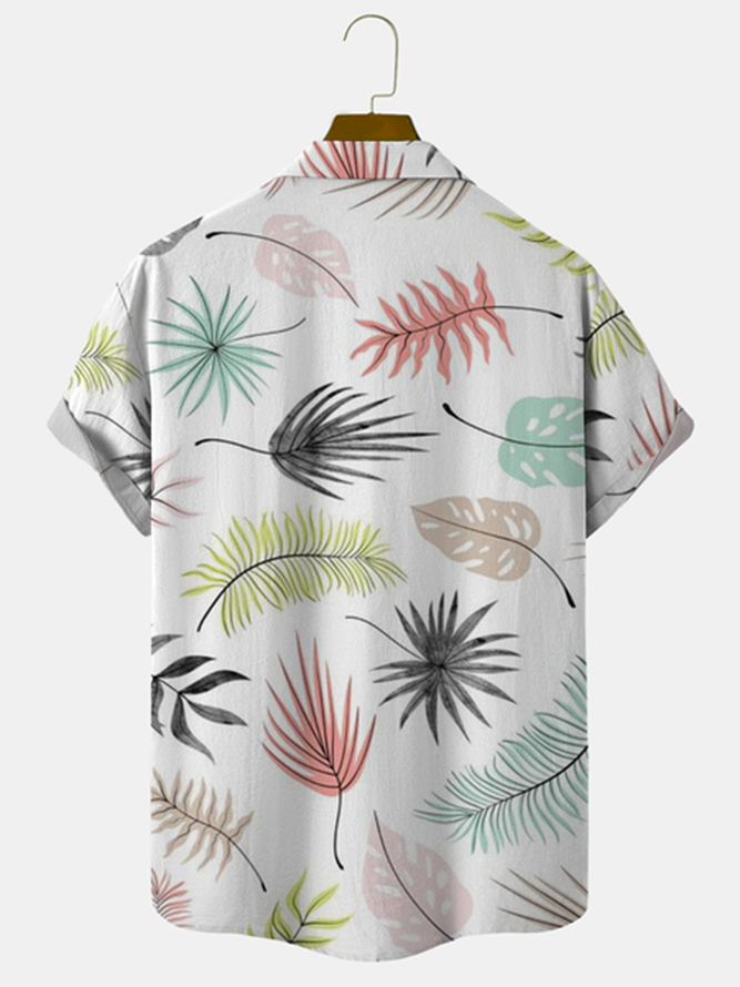 Cotton and Linen Style Botanical Floral Print Cozy Linen Shirt
