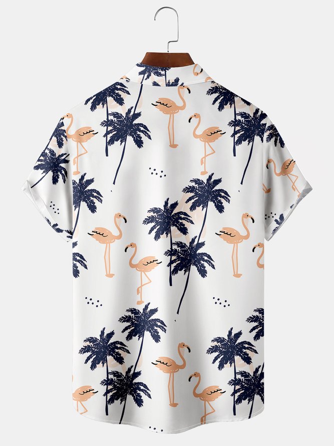 Men's Coconut Print Casual Short Sleeve Hawaiian Shirt with Chest Pocket