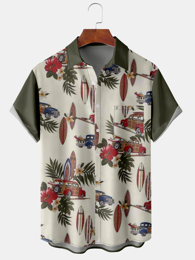 Outdoor Shirt Collar Plants Men's Floral Shirt