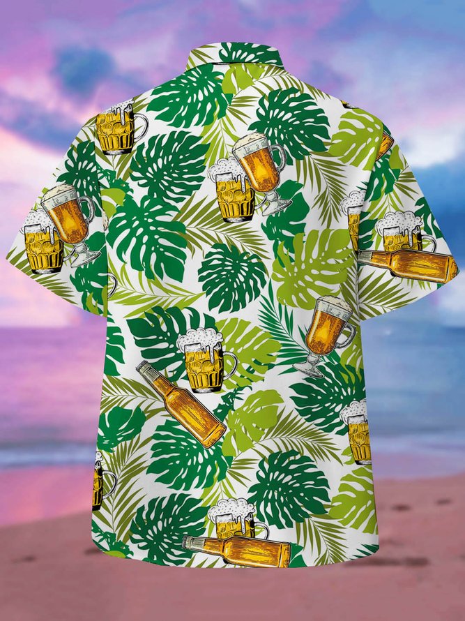 Men's Botanical Drink Print Casual Short Sleeve Hawaiian Shirt