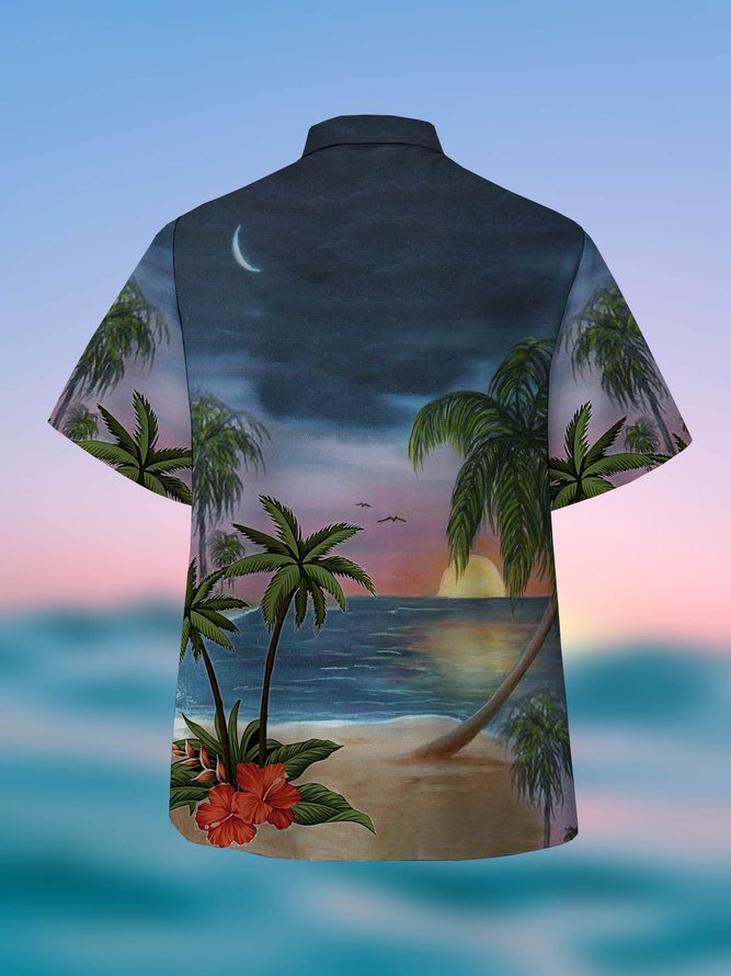 Men's Floral Botanical Print Casual Fabric Fashion Hawaiian Collar Short Sleeve Shirts