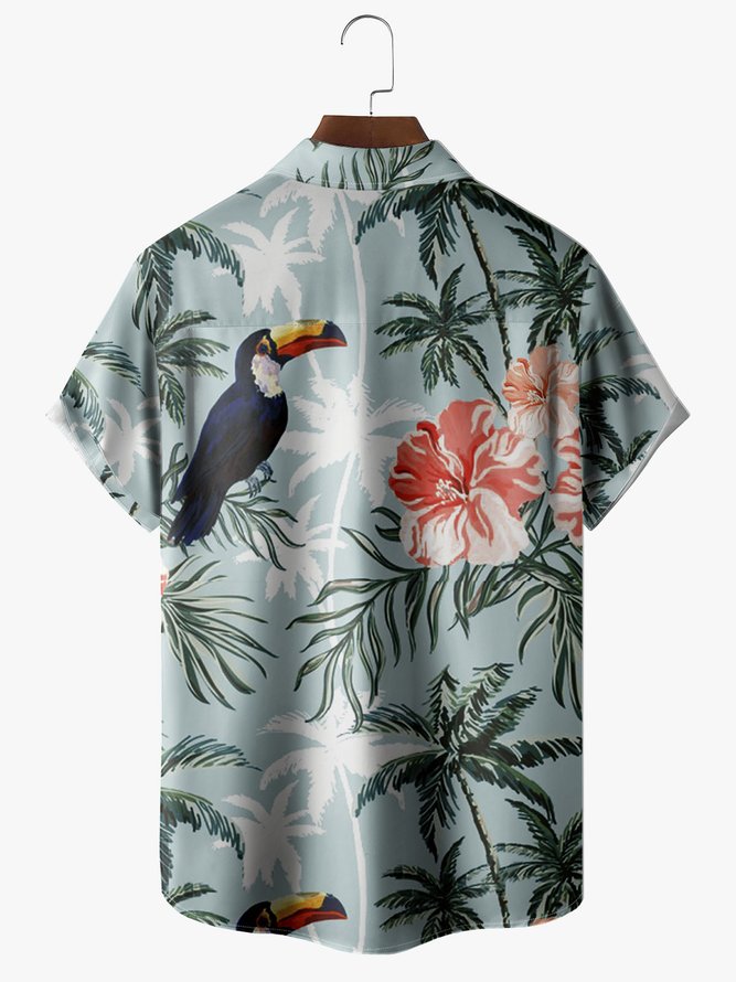 Men's Floral Print Moisture Absorbent Breathable Fabric Fashion Hawaiian Lapel Short Sleeve Shirts