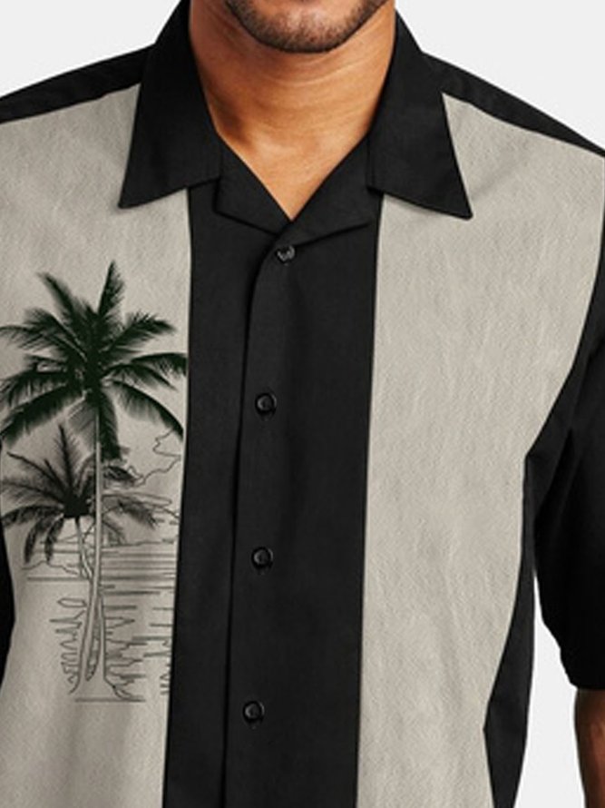 Cotton Linen Vintage Hawaiian Vacation Short Sleeve Shirt