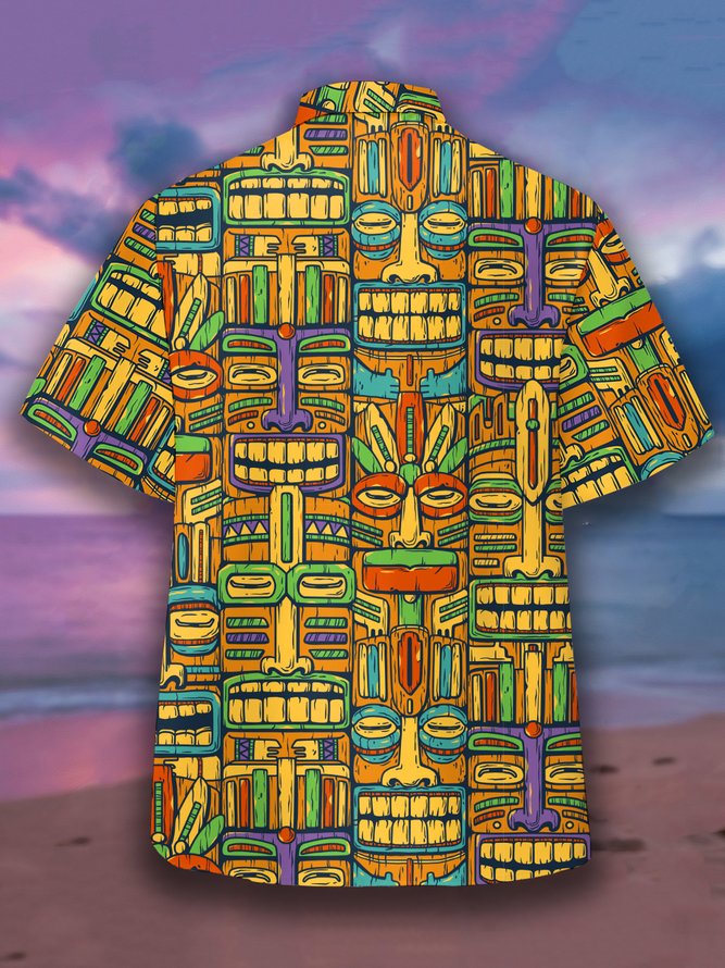 Hawaiian Graphic Men's Casual Short Sleeve Loose Shirt