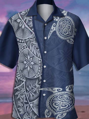 Vintage Hawaiian Graphic Men's Casual Short Sleeve Shirt
