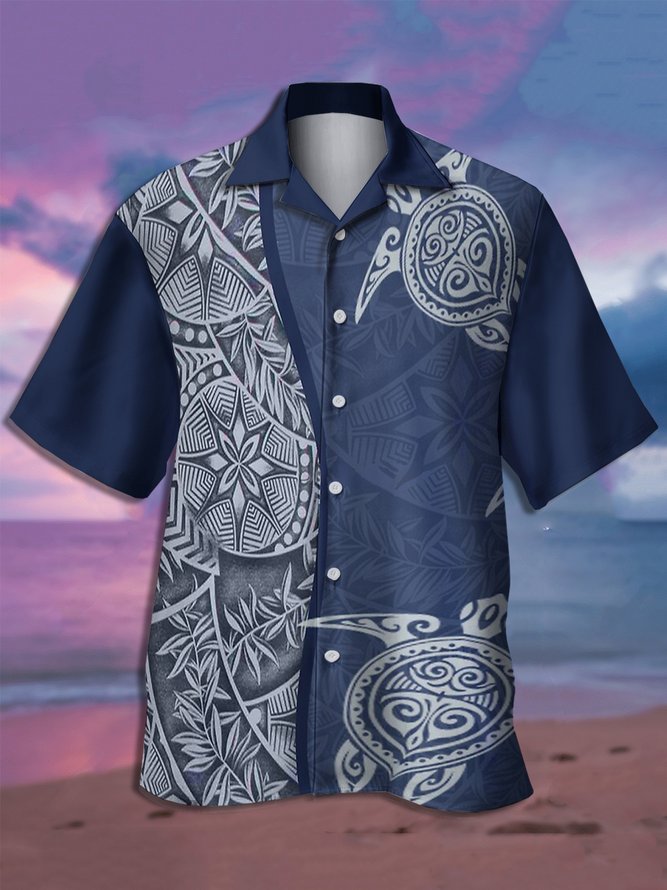 Vintage Hawaiian Graphic Men's Casual Short Sleeve Shirt