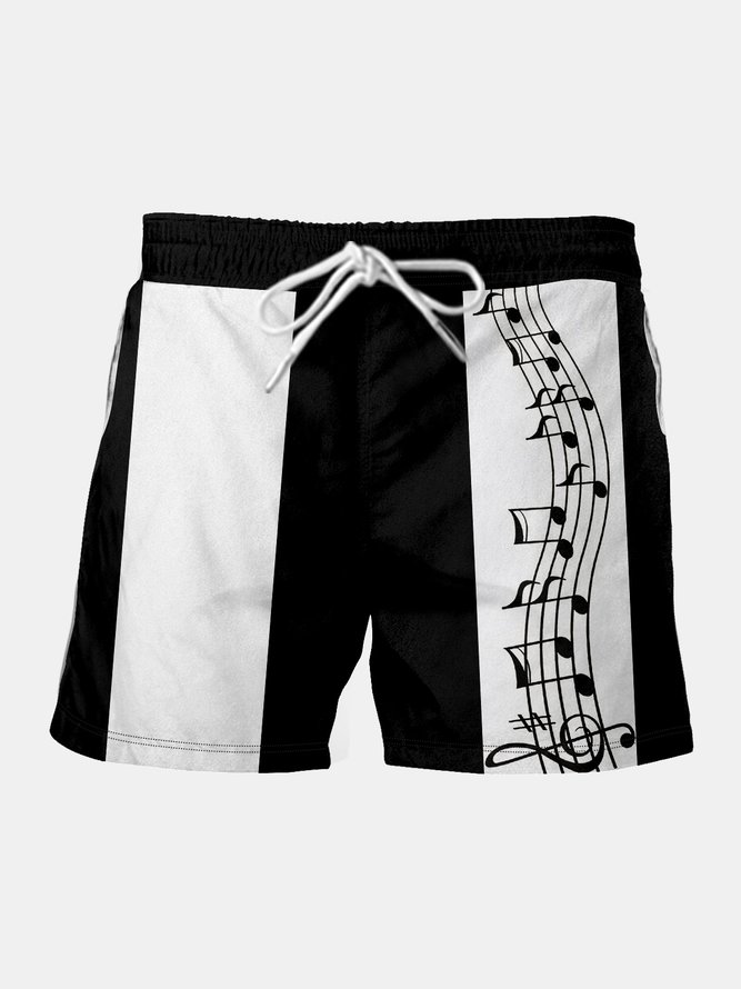 Men's musical note music element print casual vacation beach pants