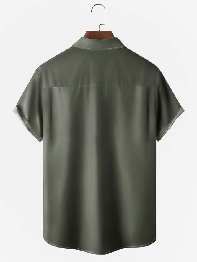 Men's Gradient Patchwork Print Anti-Wrinkle Moisture Wicking Fabric Fashion Lapel Short Sleeve Shirt