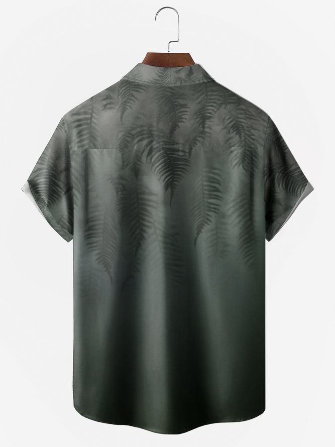 Men's Botanical Floral Print Anti-Wrinkle Moisture Wicking Fabric Fashion Lapel Short Sleeve Shirts