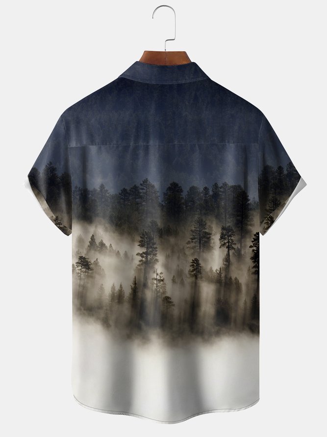 Men's Cloud Print Casual Breathable Hawaiian Short Sleeve Shirt
