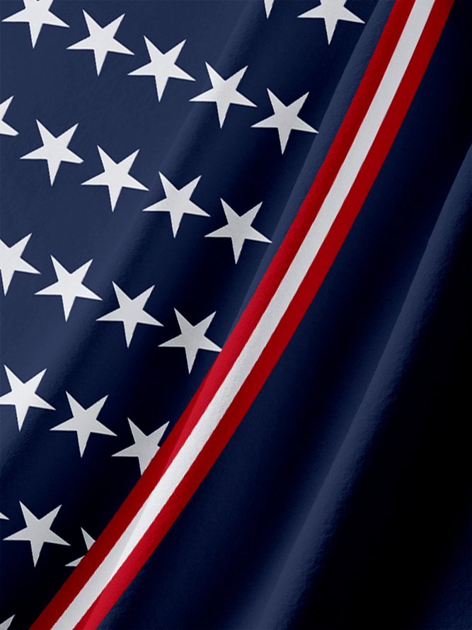 Men's American Flag Graphic Print Short Sleeve Shirt