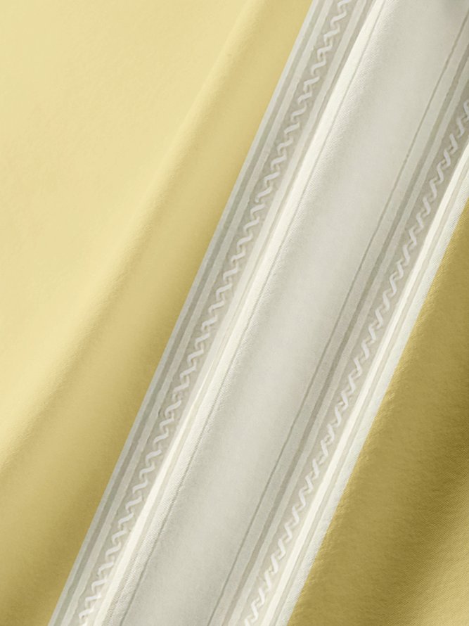 Casual Art Collection Striped Geometric Pattern Lapel Short Sleeve Shirt Print Top
