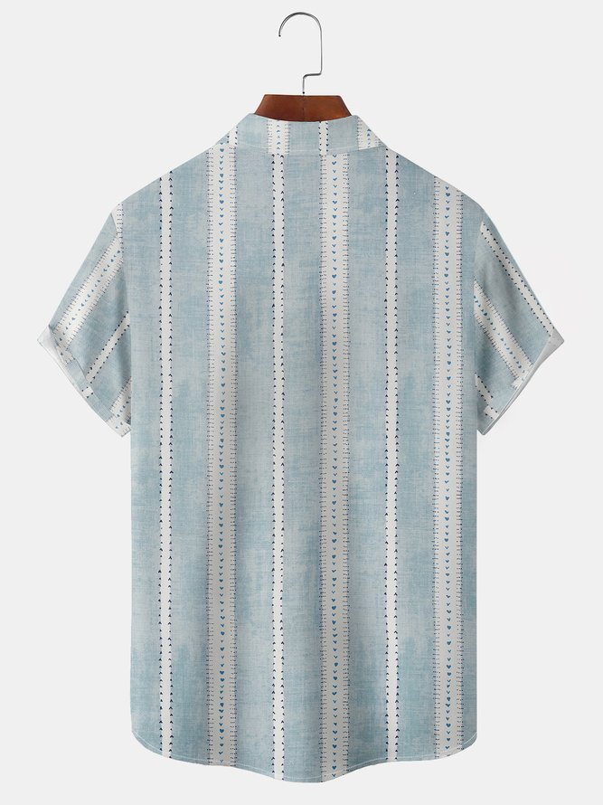 Men Geometric Casual Summer Polyester Lightweight Daily Regular Fit Short sleeve Regular Size shirts