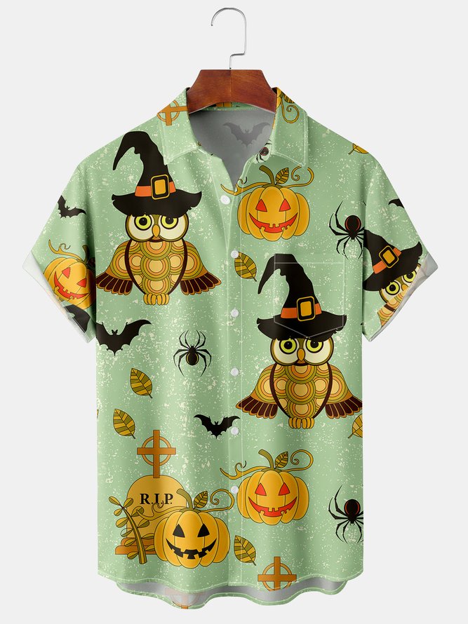Men Casual Summer Halloween Polyester Regular Fit Short sleeve Regular H-Line Regular Size shirts
