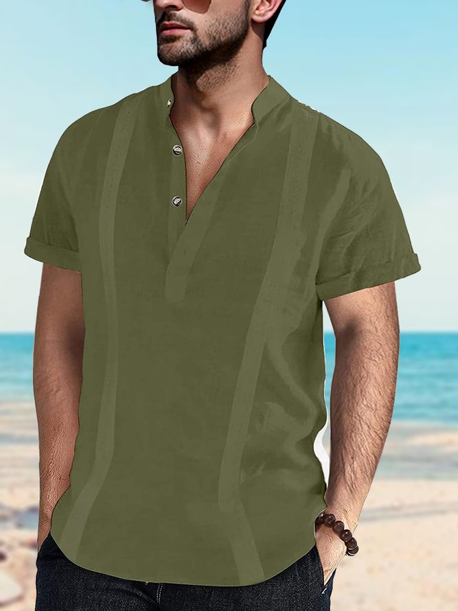 Men's Cotton Linen Comfortable Casual Solid Color Shirt
