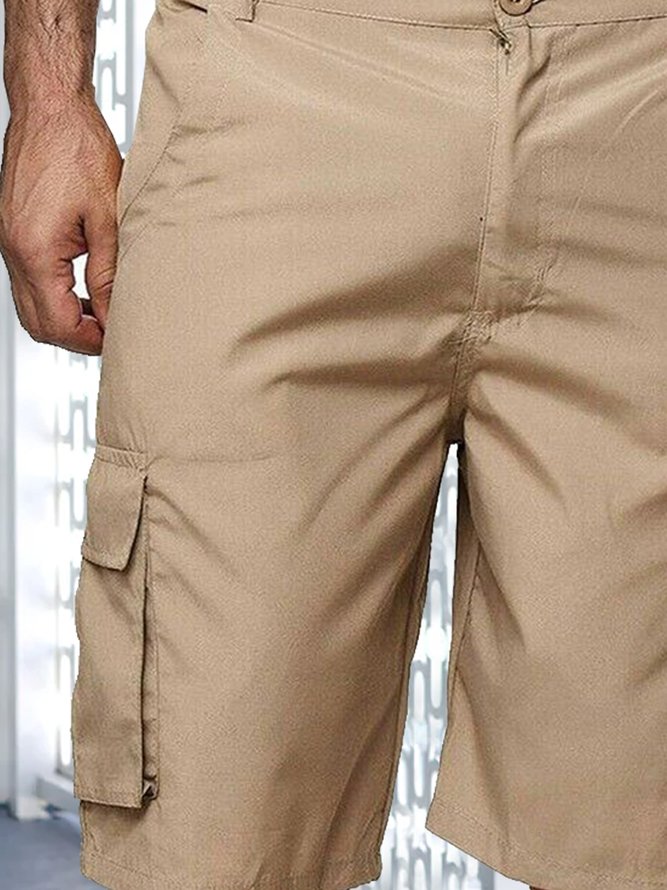 Men Casual Plain Summer Lightweight No Elasticity Wedding Polyester fibre Cargo pants Shorts Casual Pants