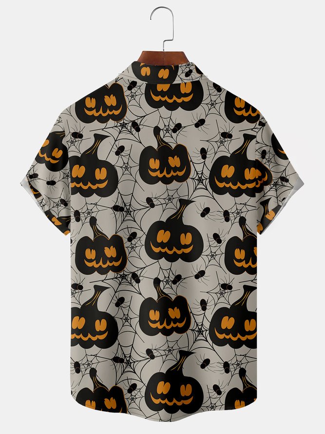 Casual Summer Halloween Polyester Party Regular Fit Short sleeve Regular Shirt Collar shirts for Men