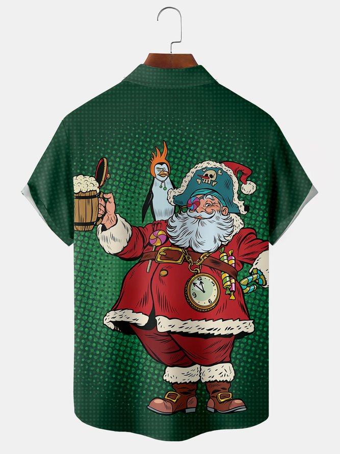 Men Casual Summer Santa Claus Polyester Lightweight Micro-Elasticity Regular Fit Regular H-Line shirts