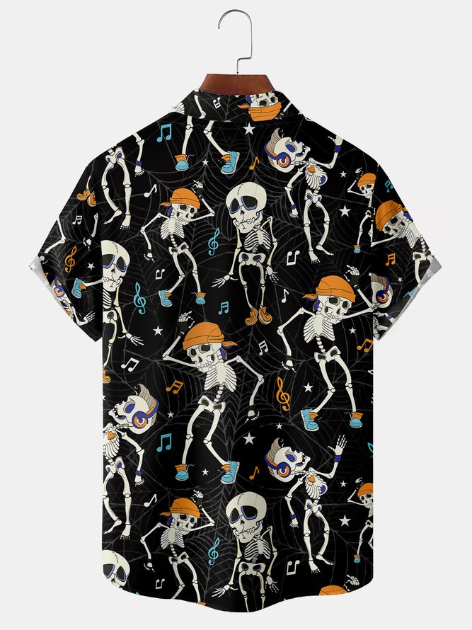 Men Casual Summer Halloween Polyester Lightweight Micro-Elasticity Daily Regular Shirt Collar shirts
