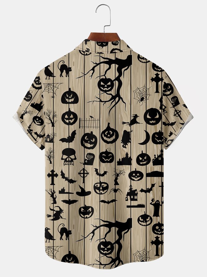 Men Casual Summer Halloween Polyester Lightweight Holiday Short sleeve Regular H-Line shirts