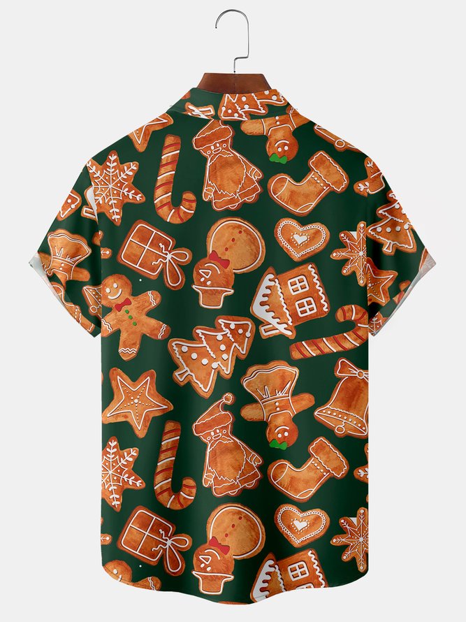 Men's New Christmas Print Casual Breathable Hawaiian Short Sleeve Shirt