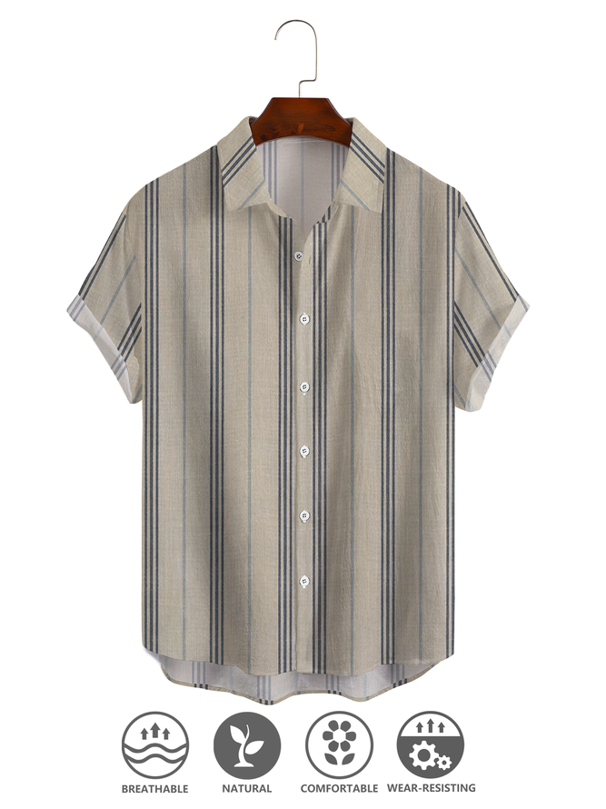 Men Geometric Casual Summer Commuting Regular Fit Chemical Fiber Blend Short sleeve Shawl Collar Regular shirts