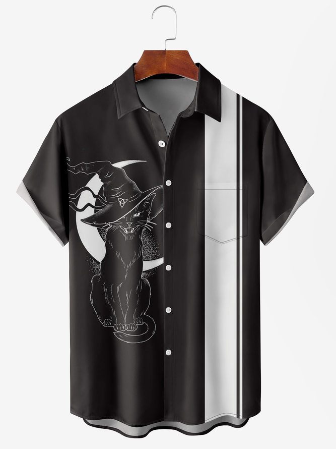 Men Casual Summer Halloween Micro-Elasticity Loose Polyester fibre Buttons Short sleeve Regular shirts