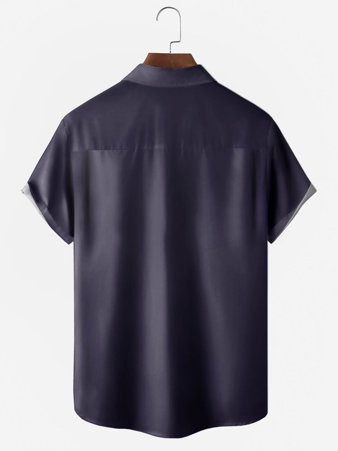 Casual Summer Skull Micro-Elasticity Polyester fibre Buttons Regular H-Line Shirt Collar shirts for Men