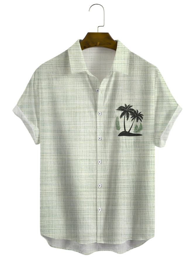 Men Casual Summer Plants Daily Regular Fit Chemical Fiber Blend Short sleeve Regular Regular shirts