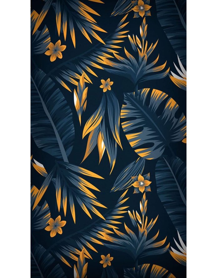 Men's Leaf Floral Print Fashion Lapel Long Sleeve Hawaiian Shirt