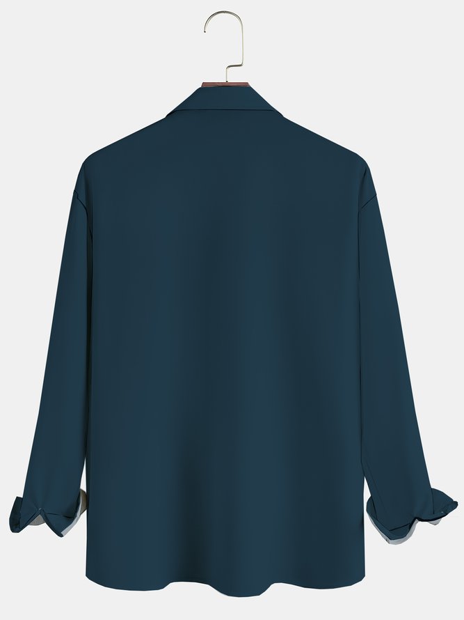 Men's Geometric Stripe Print Casual Breathable Long Sleeve Shirt