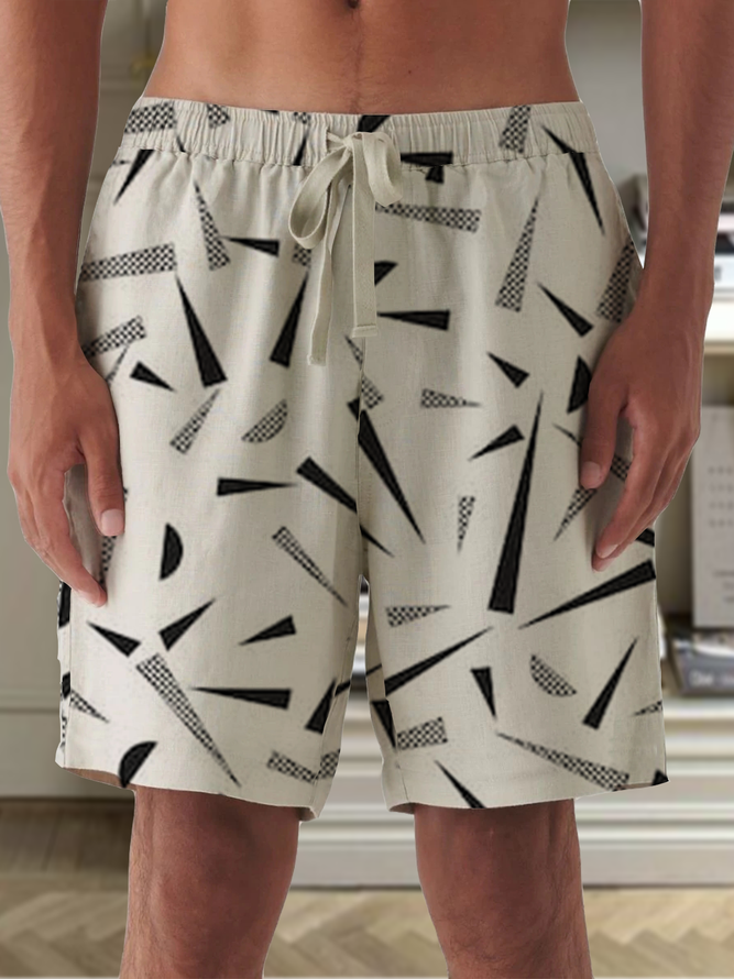 Men Geometric Casual Summer Natural Micro-Elasticity Beach Shorts Chemical Fiber Blend Regular Fifth Pants Shorts-image-15733072