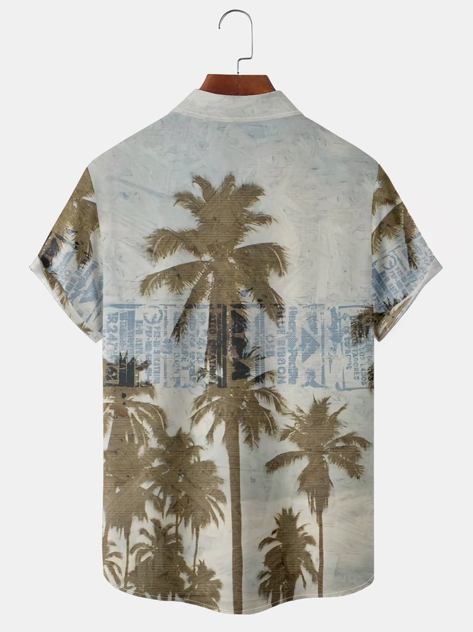 Summer Coconut Tree Vacation Vacation Regular Fit Short sleeve Regular H-Line Regular Size shirts for Men