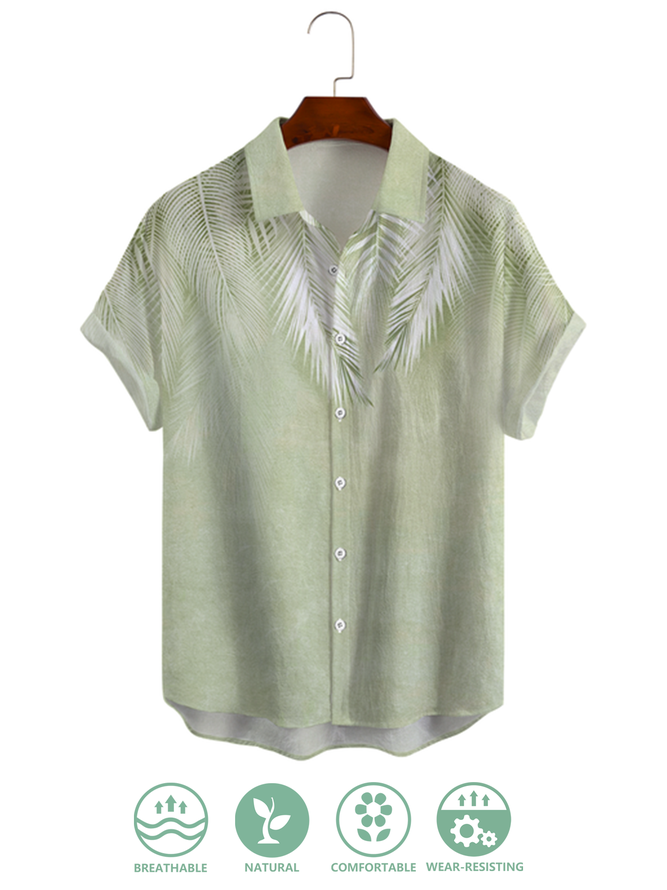 Men Casual Tropical Summer No Elasticity Regular Fit Chemical Fiber Blend Regular Shirt Collar Regular Size shirts