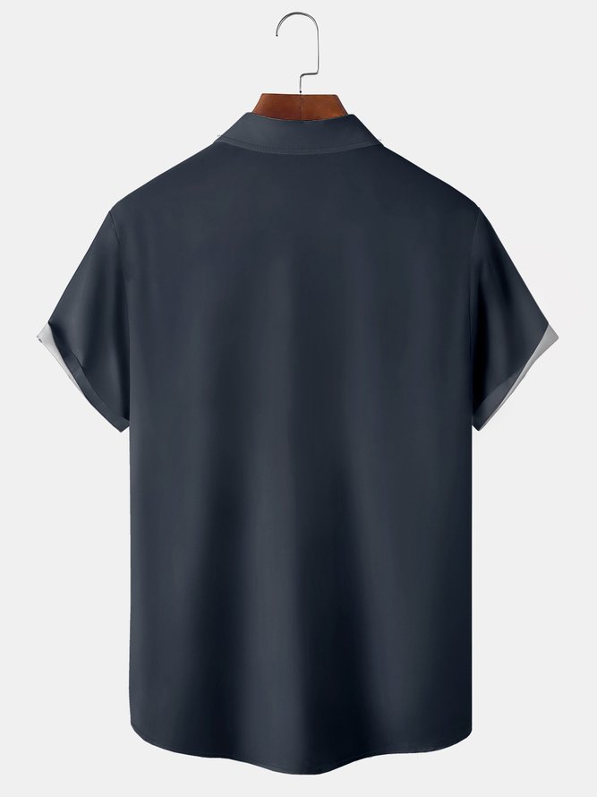 Men's Shaded Coconut Tree Print Casual Breathable Hawaiian Short Sleeve Shirt