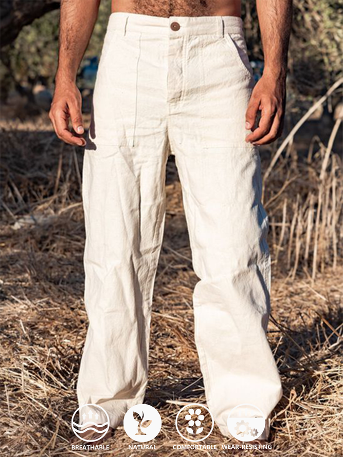 Cotton linen style American linen casual pants