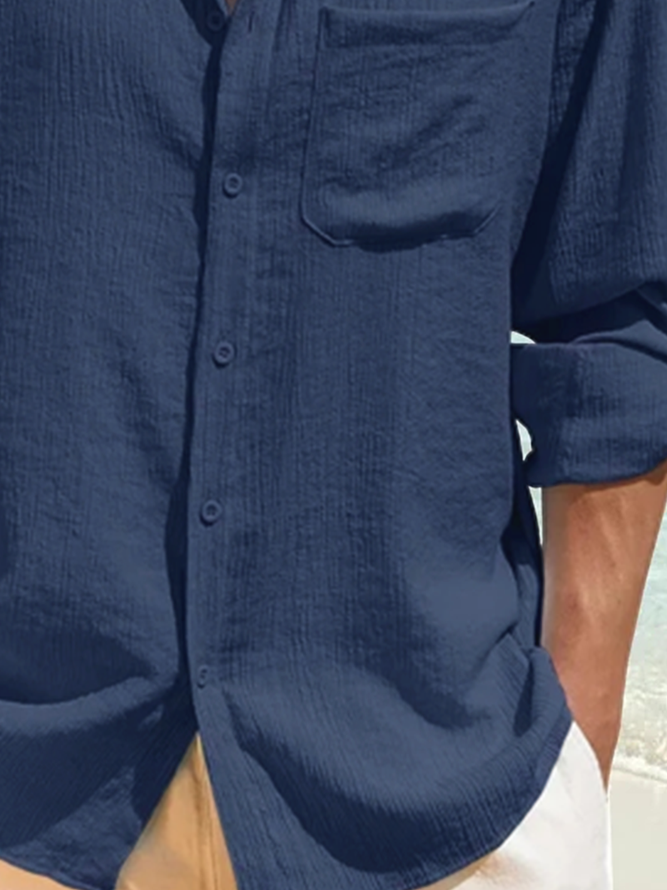 Men's Casual Wrinkle Long Sleeve Shirt