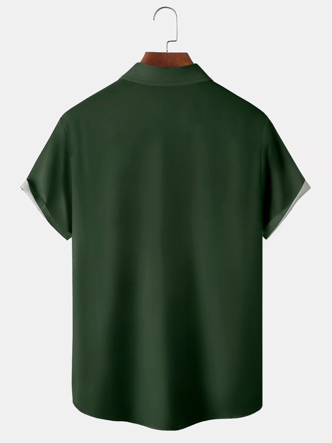 Men's Casual Short Sleeve Hawaiian Shirt with Chest Pocket Print