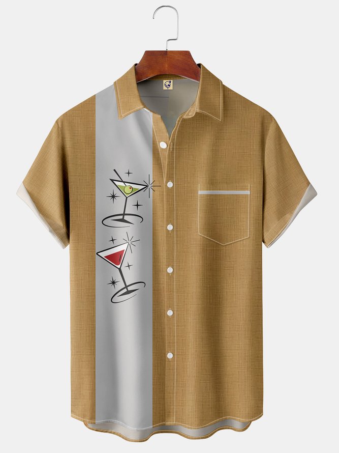 Mens Back Cat Print Casual Short Sleeve Shirt Hawaiian Top