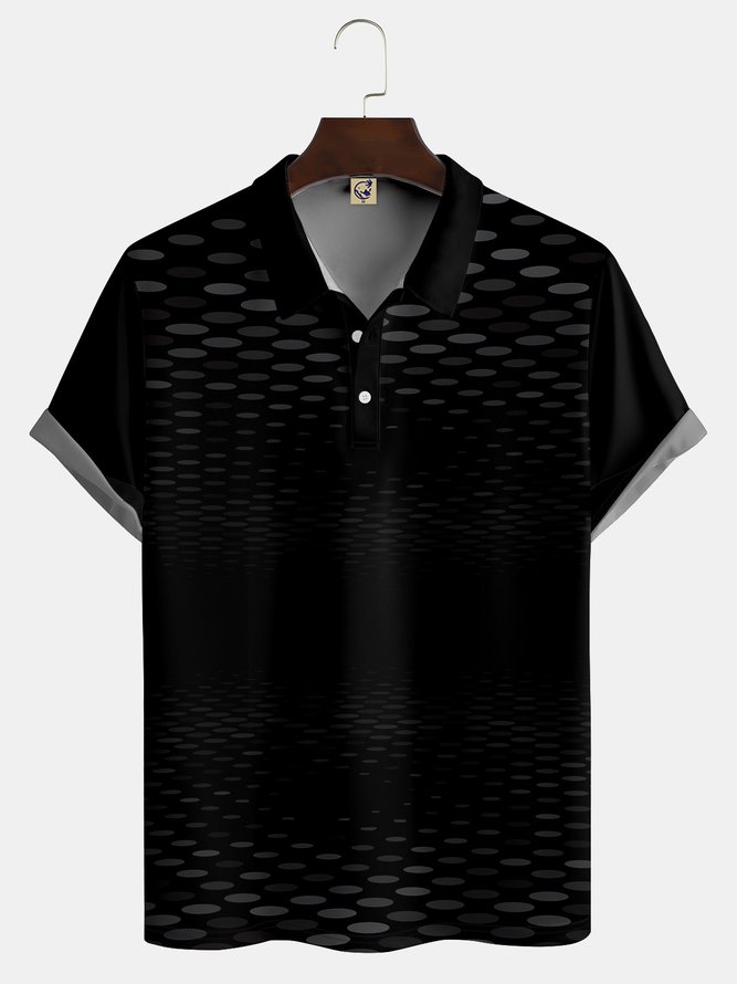 Men's Dot Gradient Button Short Sleeve Polo Shirt Casual Art Collection Lapel Print Top