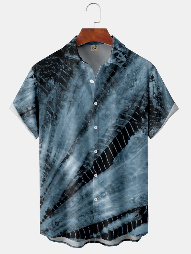 Men's Abstract Art Tie Dye Print Casual Breathable Hawaiian Short Sleeve Shirt